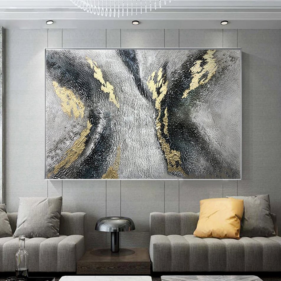 Gold/Gray Abstract Wall Art