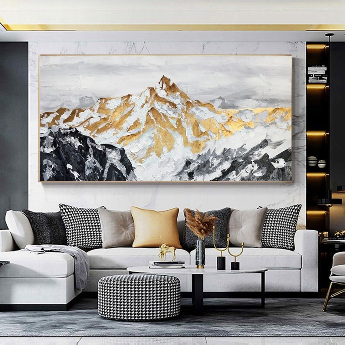 Golden Mountain Abstract Wall Art