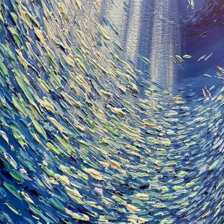 Schooling Fish 3D Textured Painting