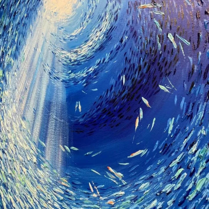 Schooling Fish 3D Textured Painting