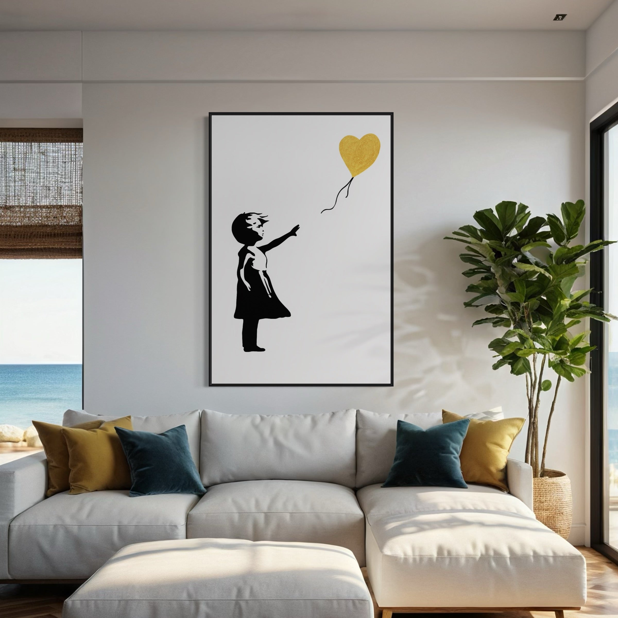 Banksy Girl with Gold Balloon