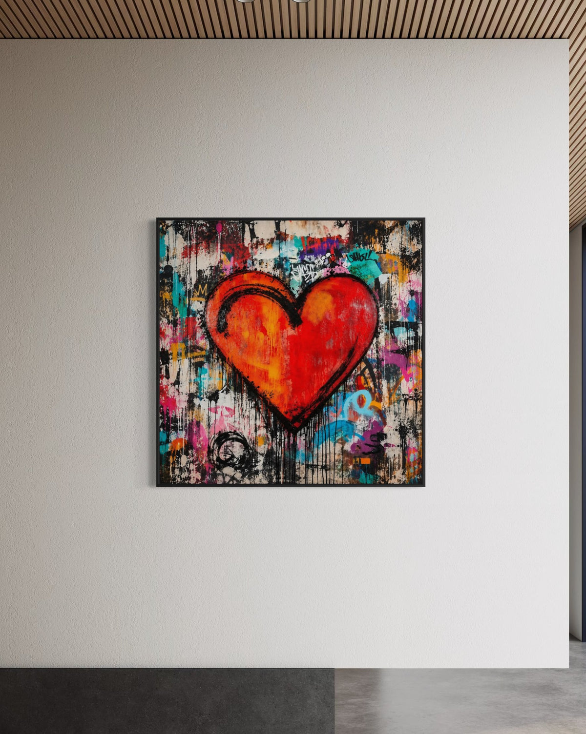 Custom order for Oscar, 40"x40" Love Painting + Black Frame
