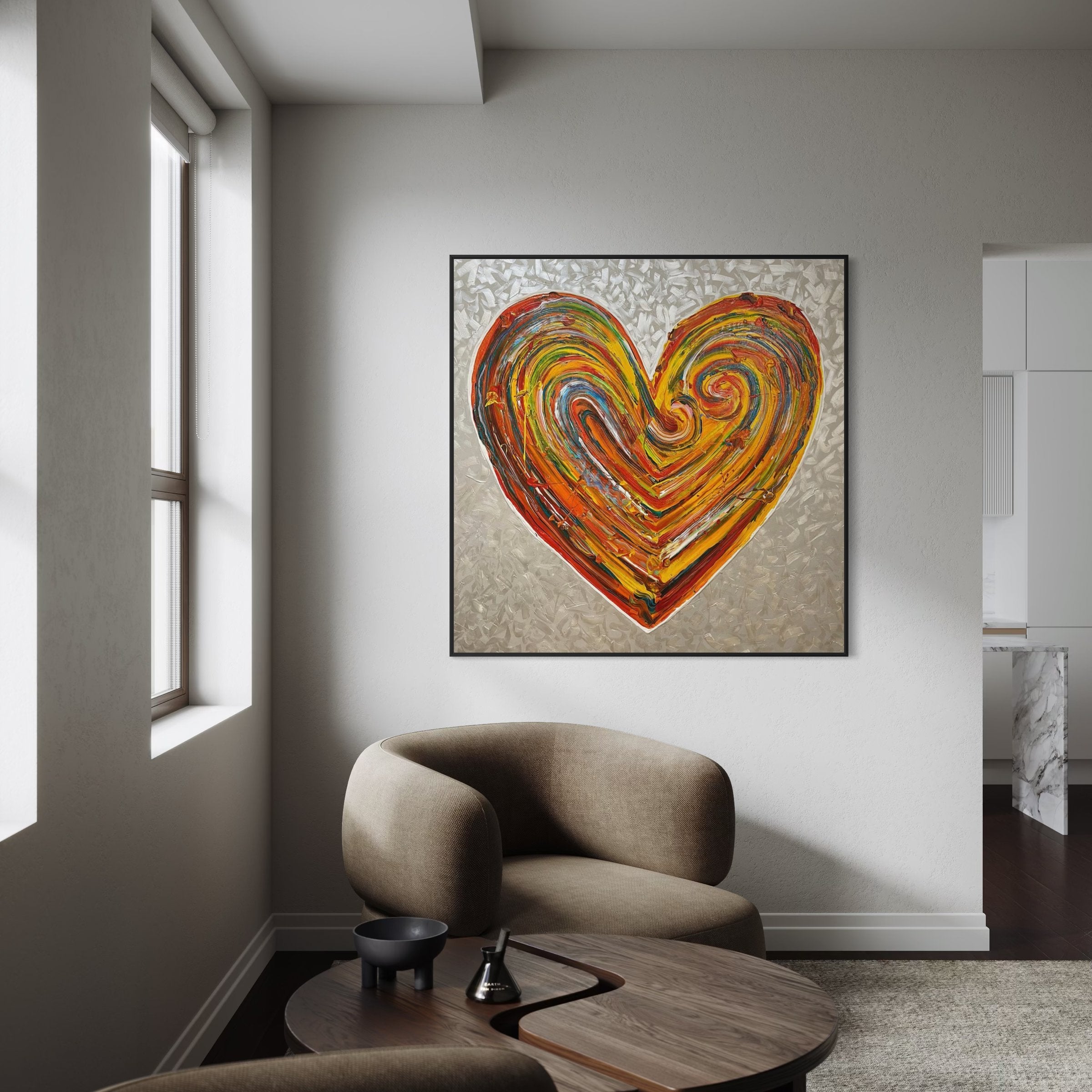 Modern Heart Textured Painting