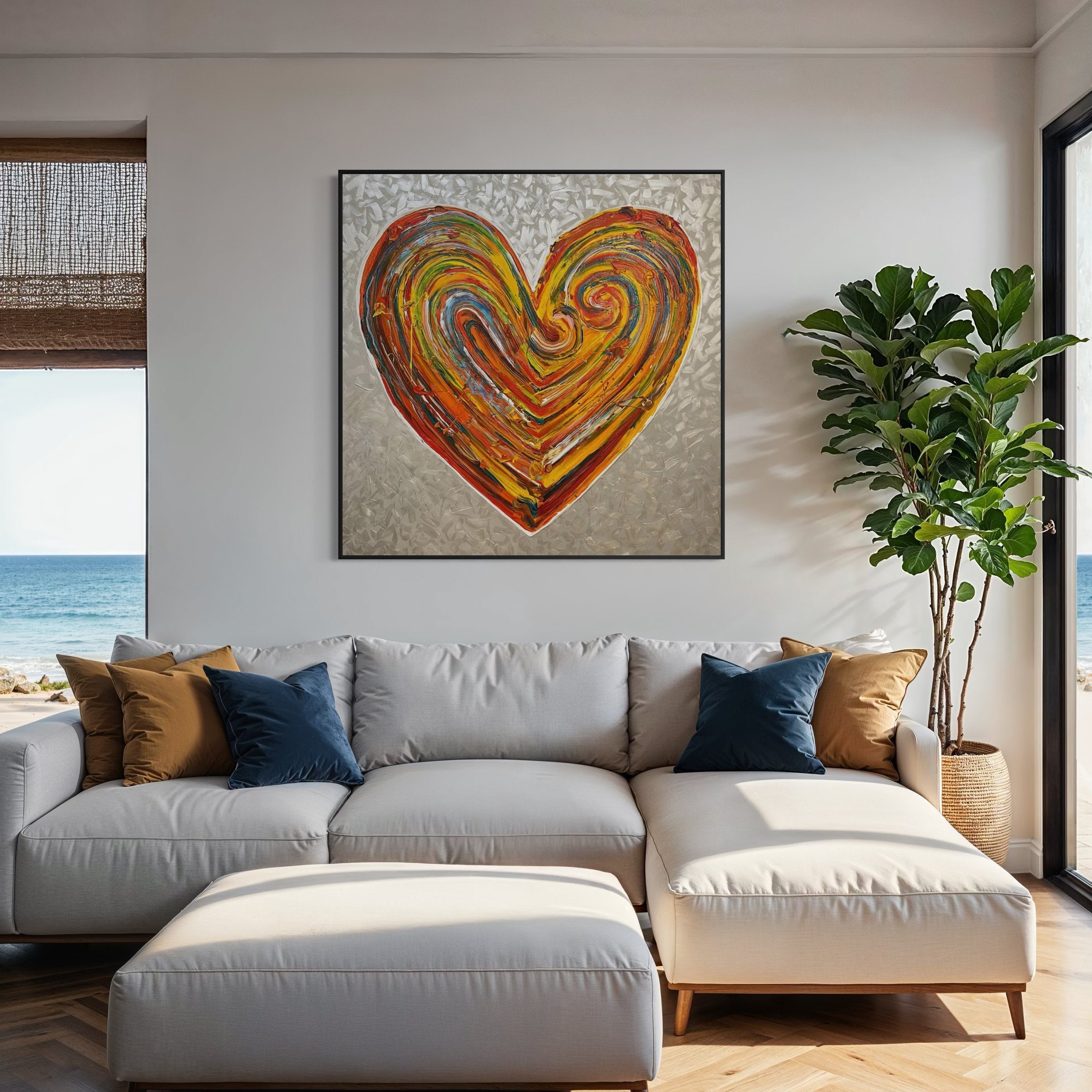 Modern Heart Textured Painting