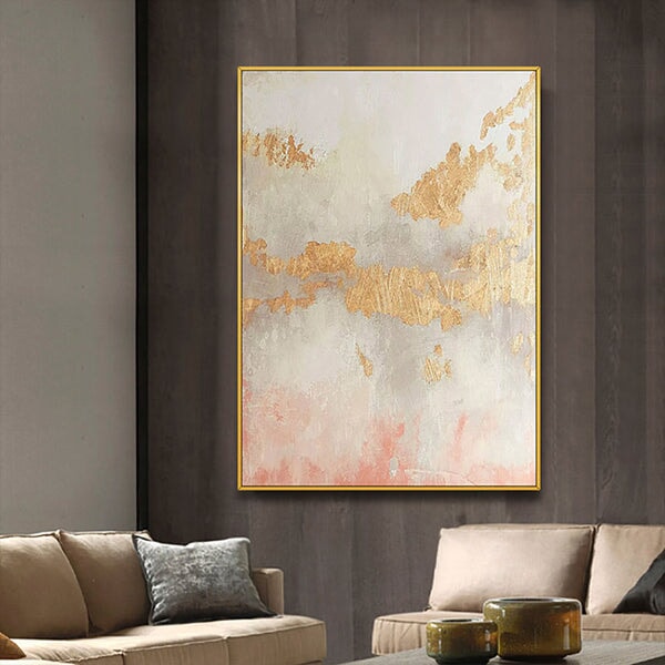 Golden Gray Abstract Wall Art