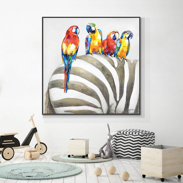 Ara Parrots Abstract Wall Art - Modern Wall Art