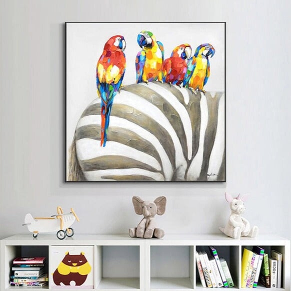 Ara Parrots Abstract Wall Art - Modern Wall Art