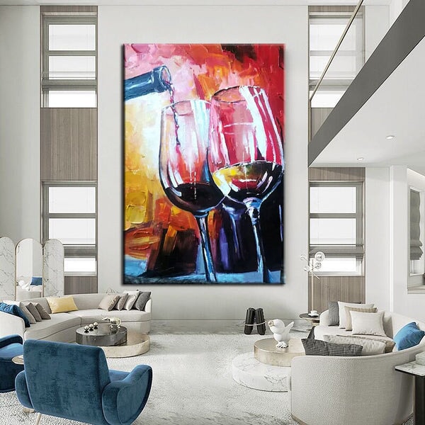 Two Glasses Of Wine Abstract Wall Art