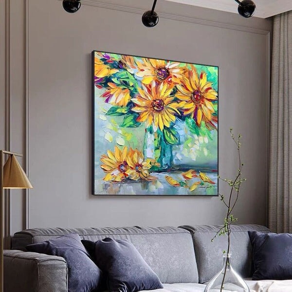Yellow Flowers Abstract Wall Art
