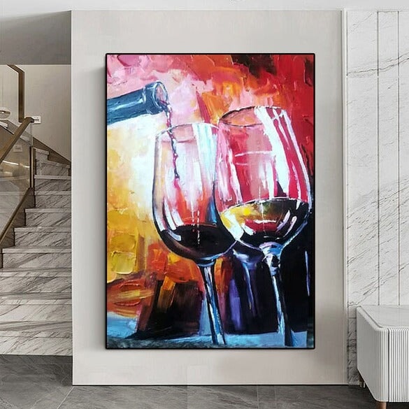 Two Glasses Of Wine Abstract Wall Art