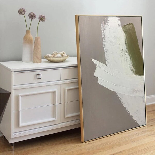 White On Gray Abstract Wall Art