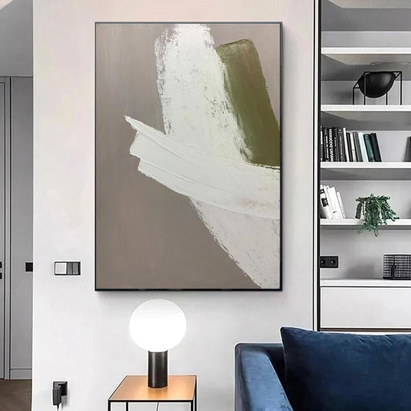 White On Gray Abstract Wall Art