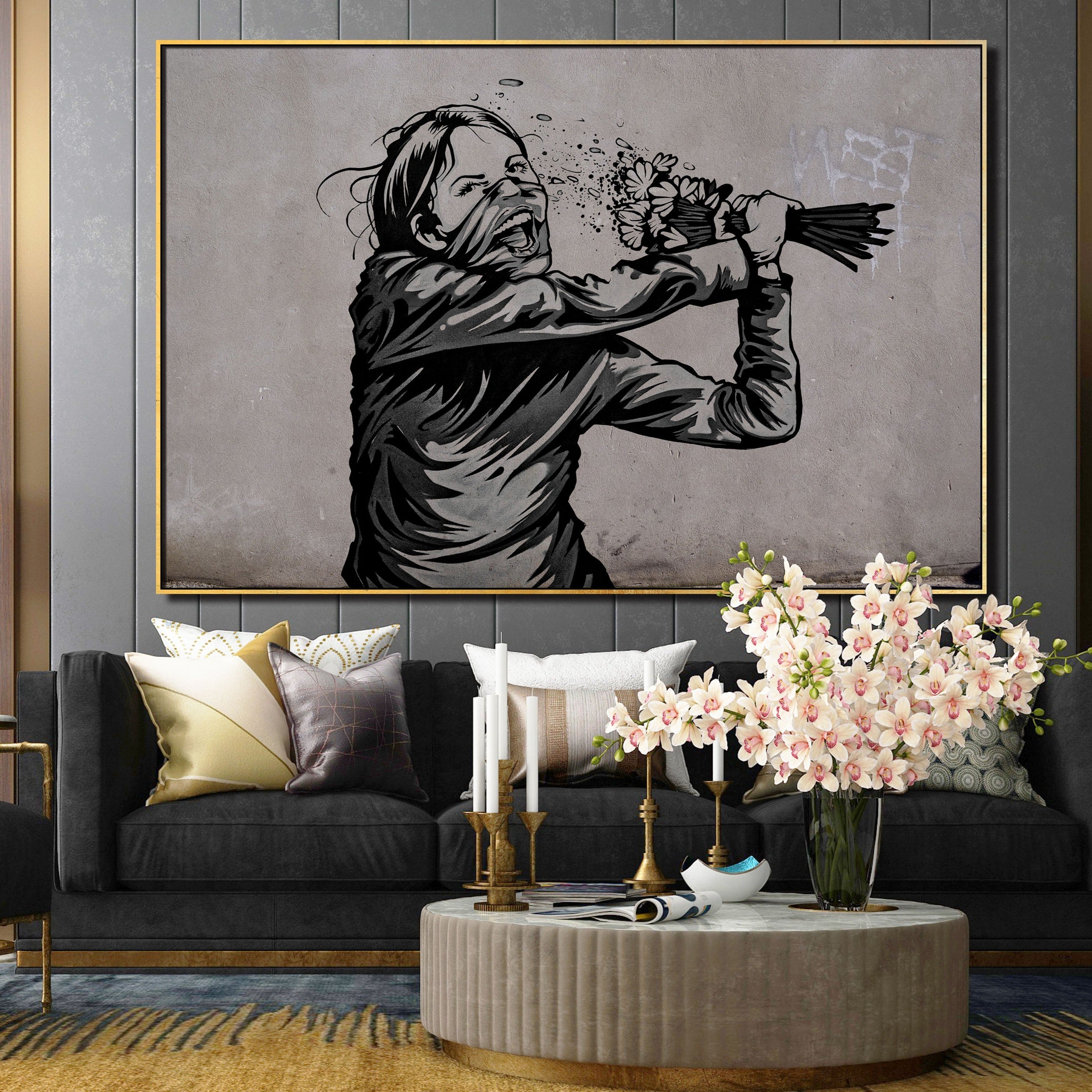Woman Thrower Graffiti Wall Art