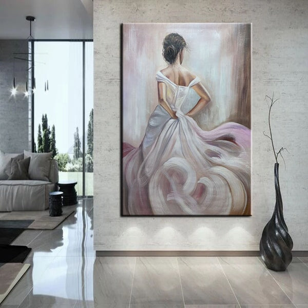 Girl In White Abstract Wall Art