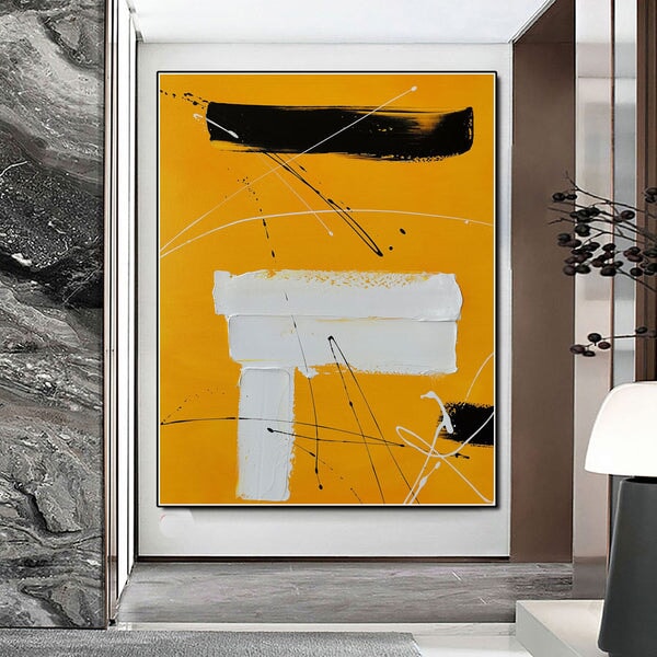 White And Orange Abstract Art