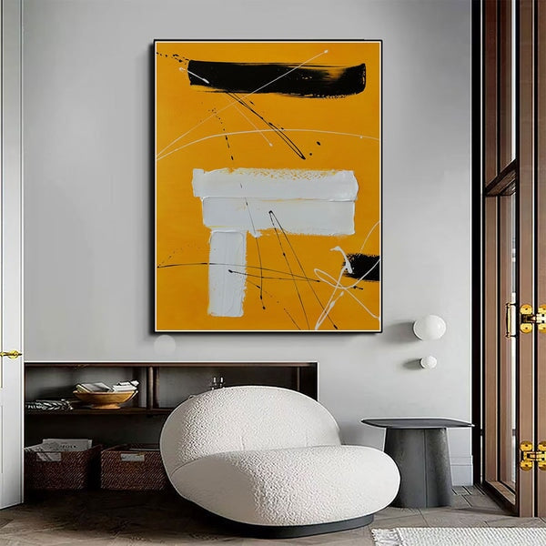 White And Orange Abstract Art