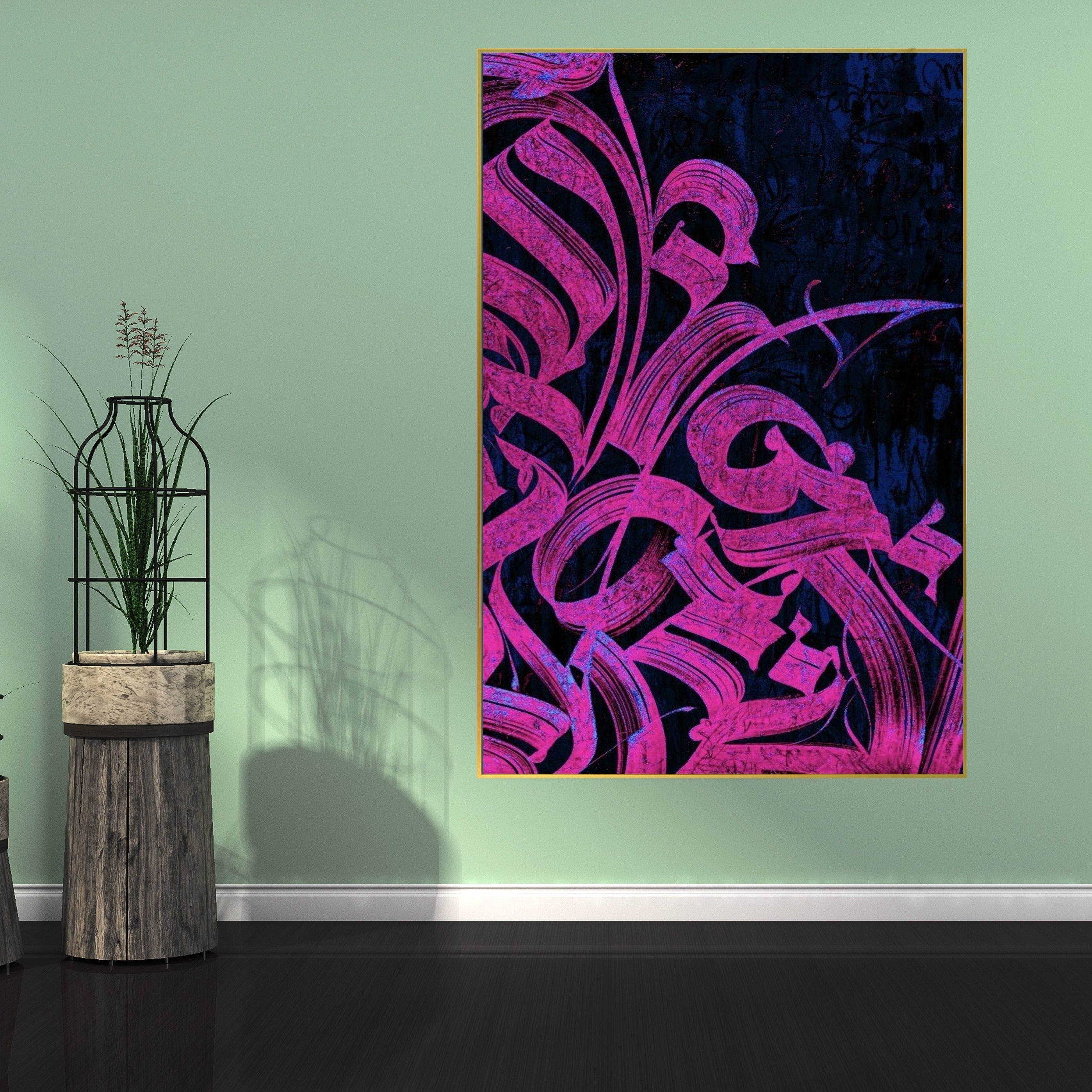Pink Neon Calligraphy Painting