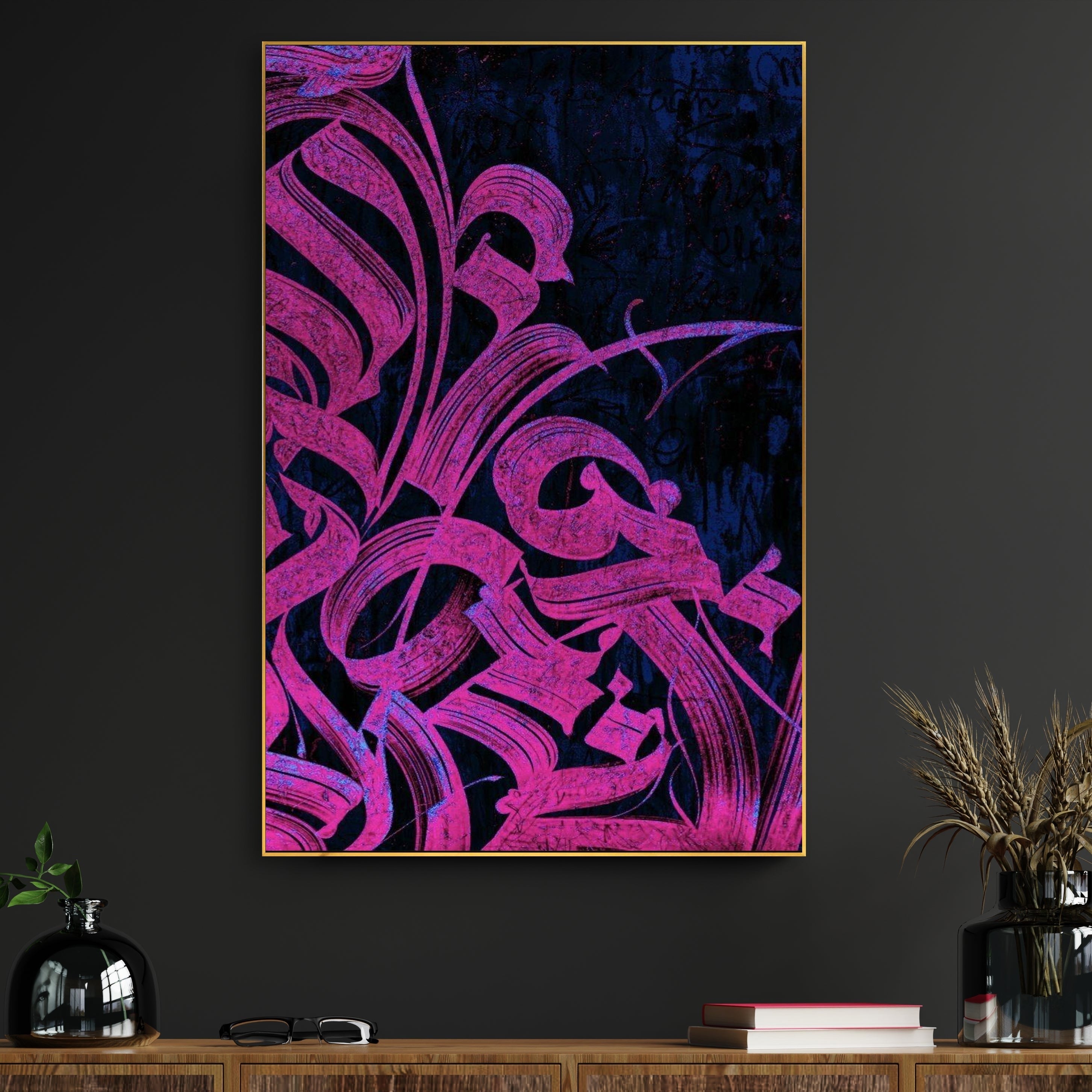 Pink Neon Calligraphy Painting - Pink Neon Calligraphy Art