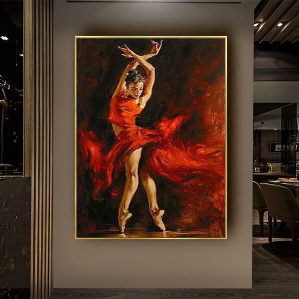 Red Ballerina Abstract Wall Art