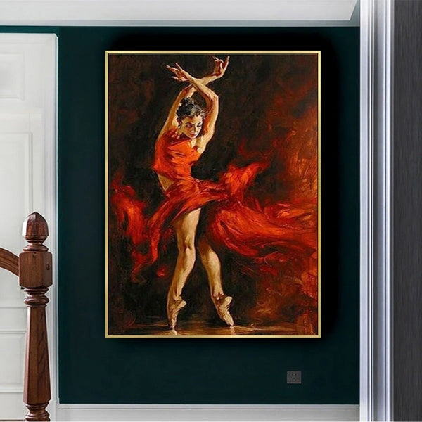 Red Ballerina Abstract Wall Art