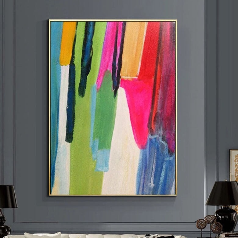 Colorful Stripes Abstract Wall Art - Colorful Abstract Wall Art