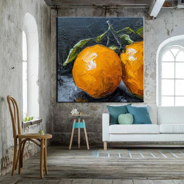 Two Oranges Abstract Wall Art