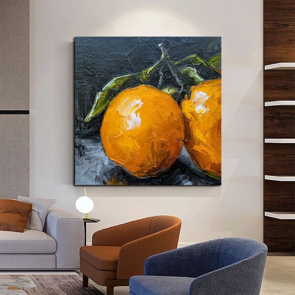 Two Oranges Abstract Wall Art