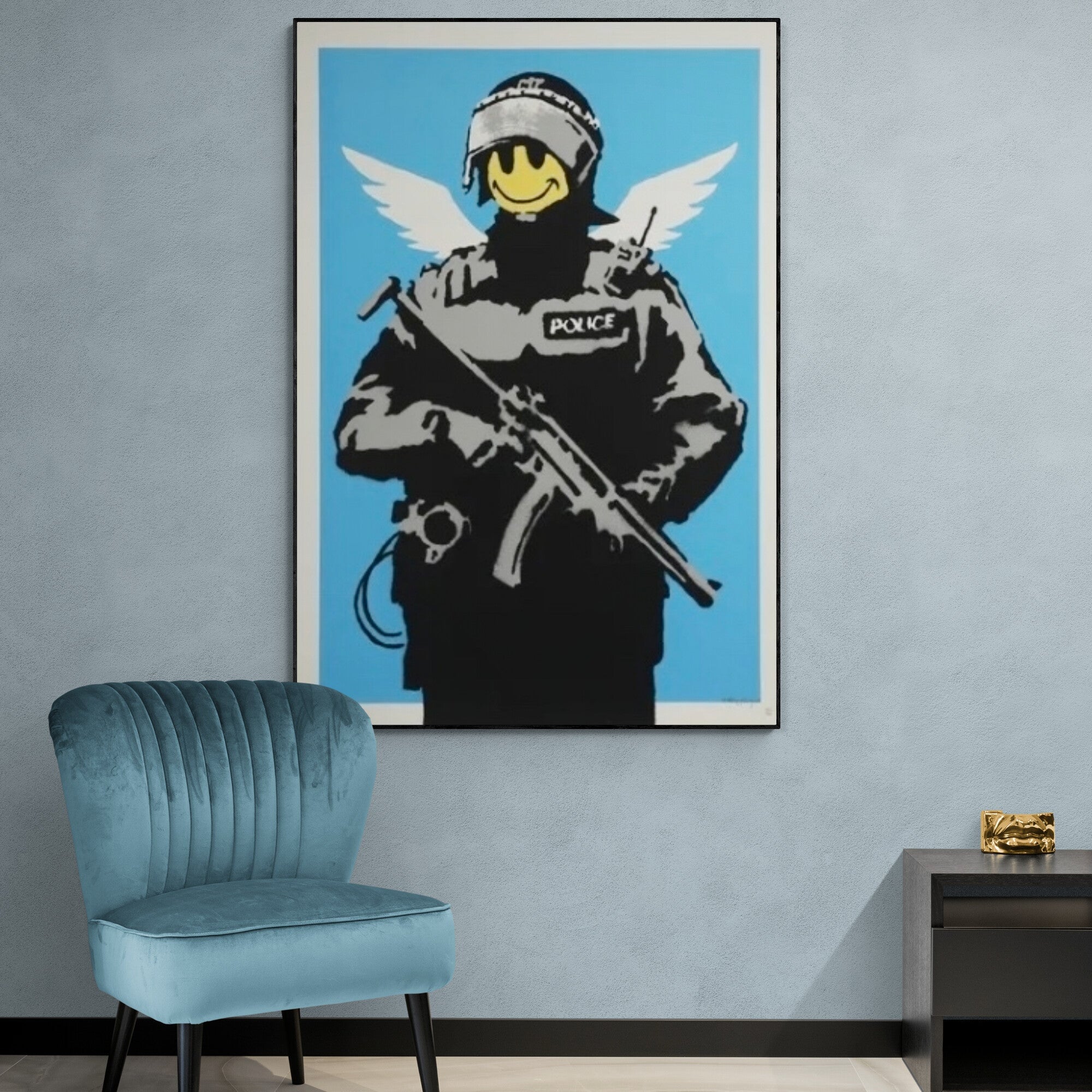 Flying Copper Graffiti Art - Flying Copper Graffiti Wall Art
