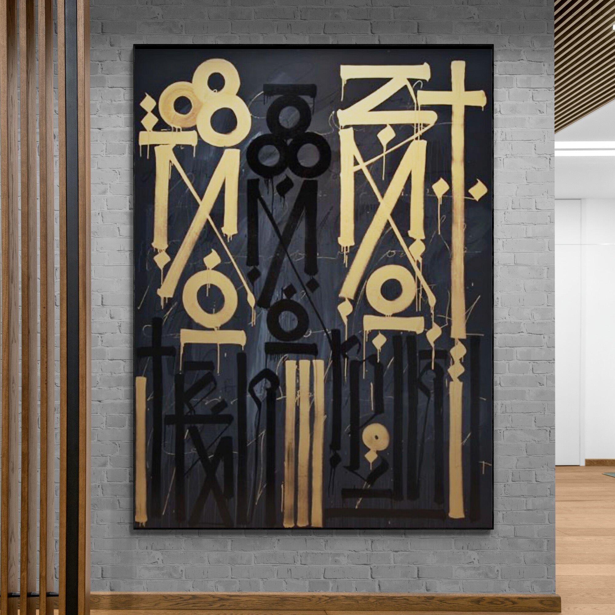 Abstract Calligraffiti - Black & Gold - Gold Abstract Art