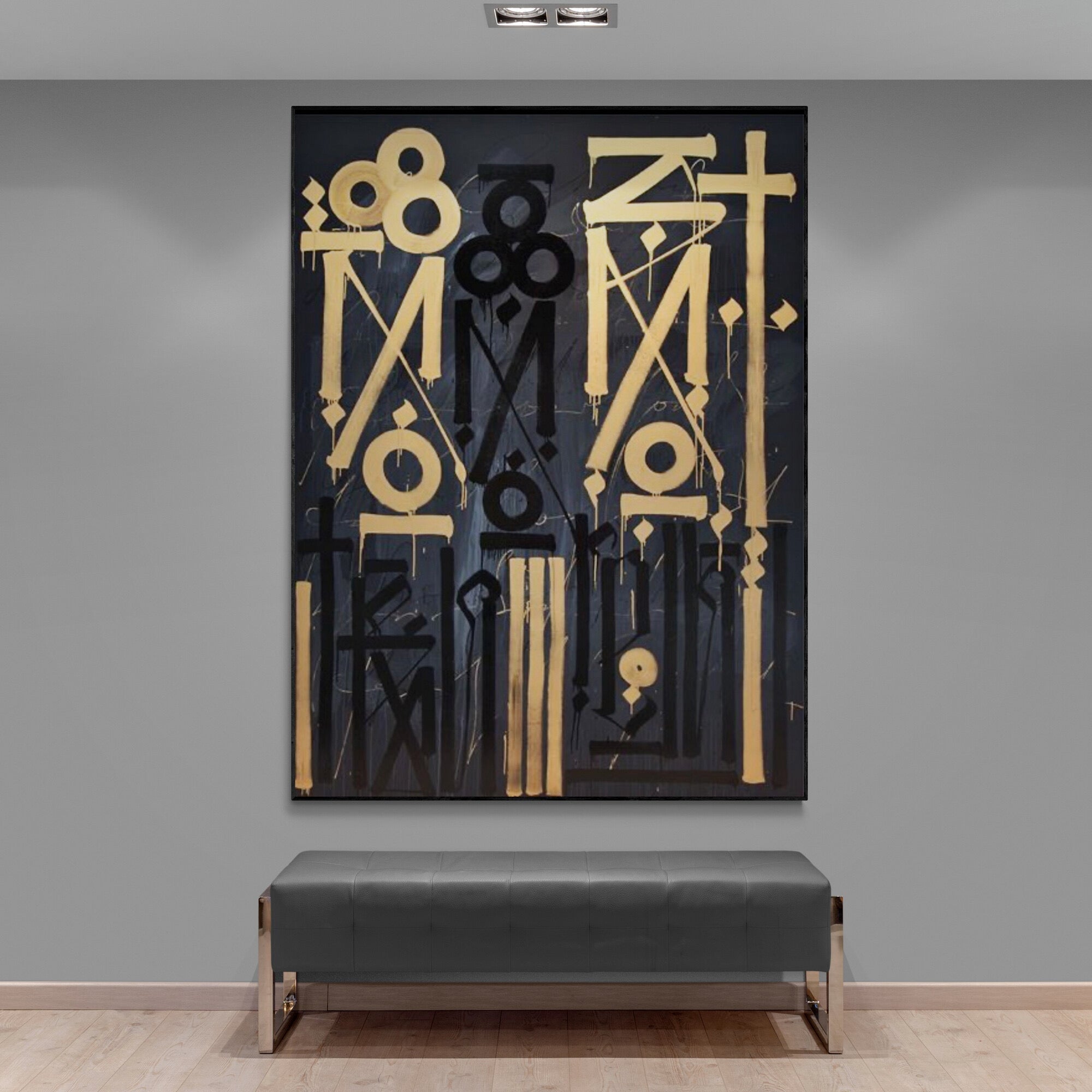 Abstract Calligraffiti - Black & Gold - Gold Abstract Art