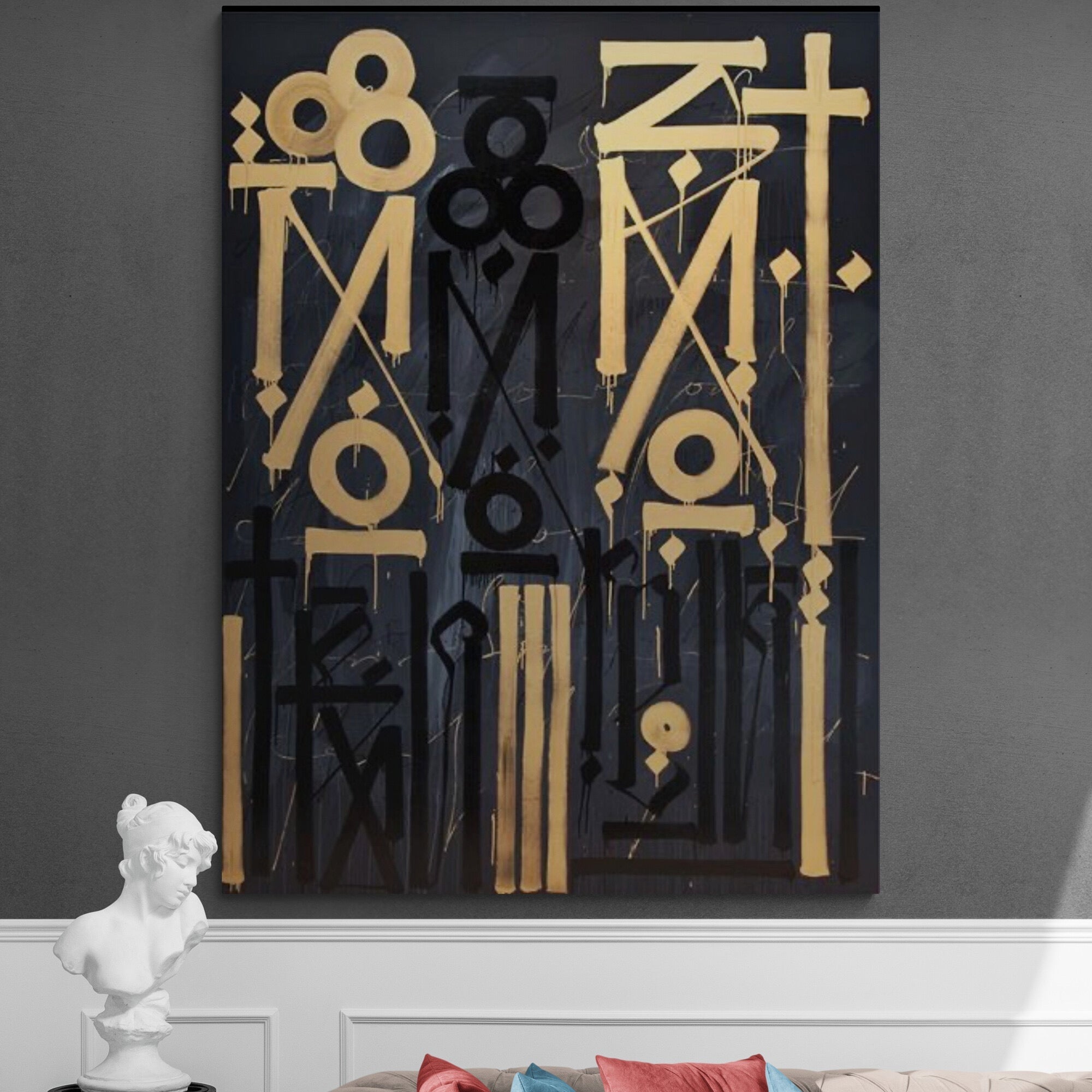 Abstract Caligraffiti - Black & Gold