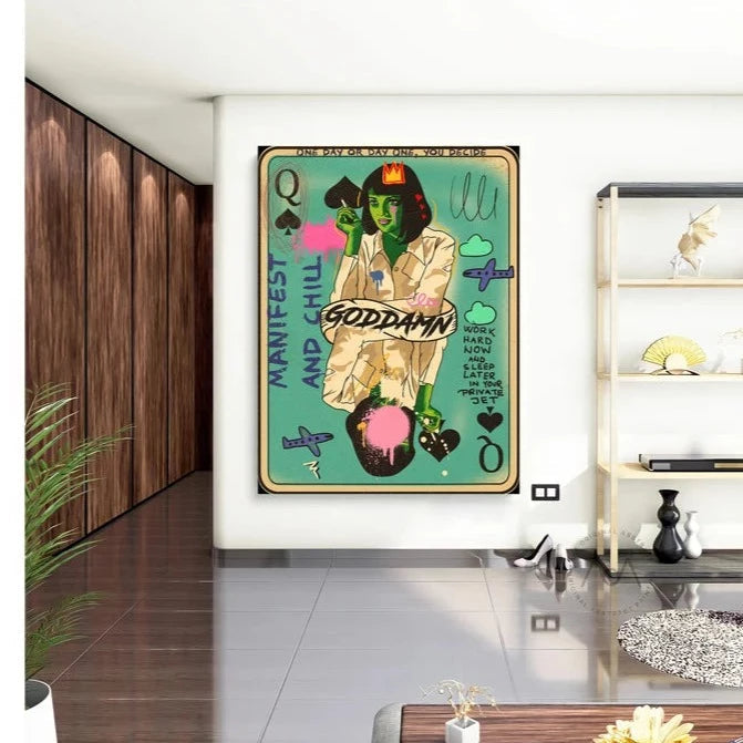Uma Thurman Pulp Fiction Card Graffiti Wall Art