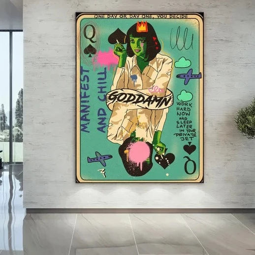 Uma Thurman Pulp Fiction Card Graffiti Wall Art