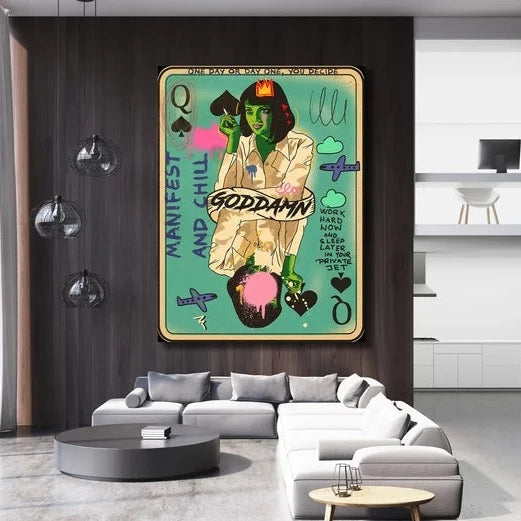 Pulp Fiction Card Graffiti Wall Art - Fiction Graffiti Wall Art