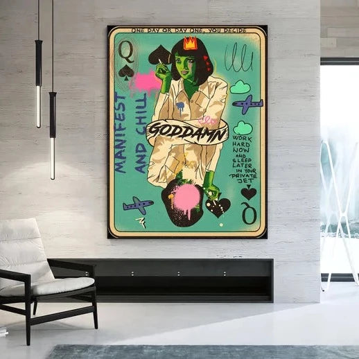 Uma Thurman Pulp Fiction Card Graffiti Wall Art
