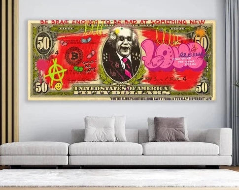 Einstein Dollar Graffiti Wall Art - Einstein Dollar Wall Art