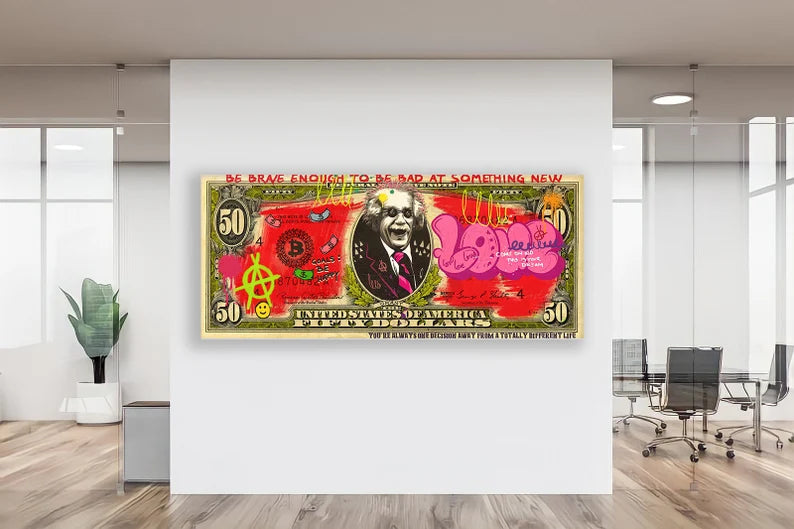 Einstein Dollar Graffiti Wall Art - Einstein Dollar Wall Art