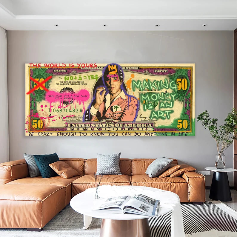 Al Pacino on Dollar Bill Graffiti Wall ArtAl Pacino on Dollar Bill Graffiti Wall Art - Graffiti Wall Art