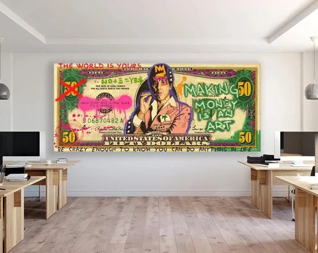 Al Pacino on Dollar Bill Graffiti Wall Art