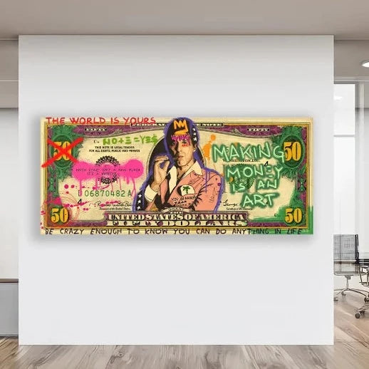 Al Pacino on Dollar Bill Graffiti Wall Art