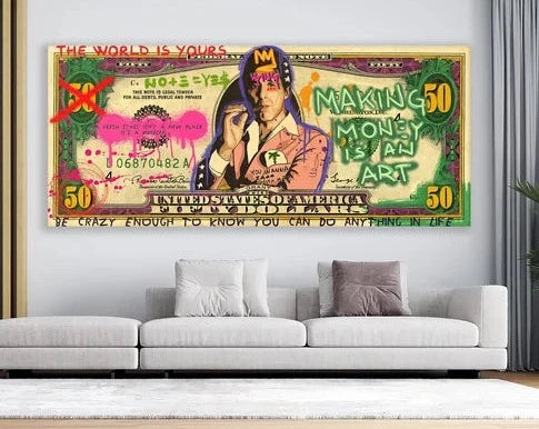 Al Pacino on Dollar Bill Graffiti Wall Art