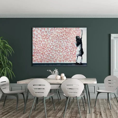 Girl Love Hearts Graffiti Canvas Painting