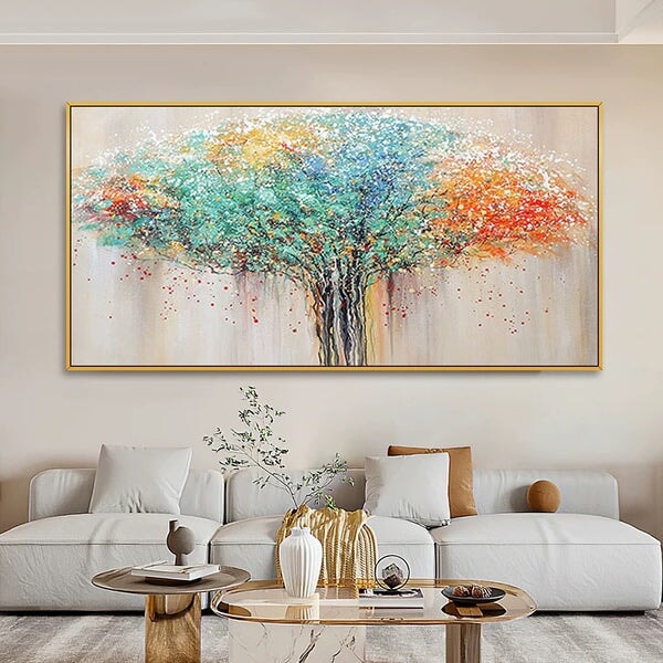 Colored Tree Abstract Art - Tree Abstract Wall Art - Paints Lab