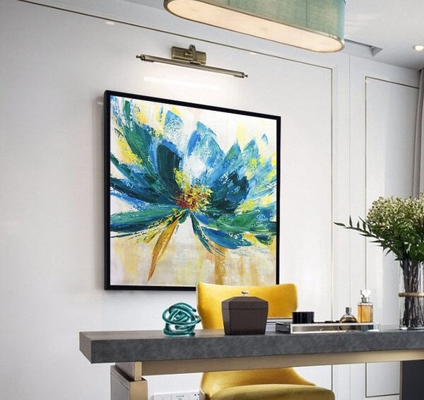 Blue Flower Abstract Wall Art