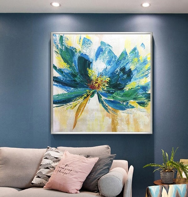 Blue Flower Abstract Wall Art