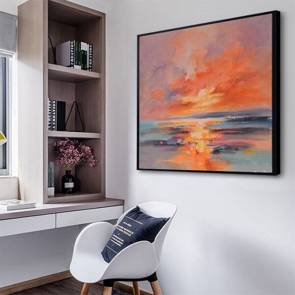 Red Sunset Abstract Wall Art