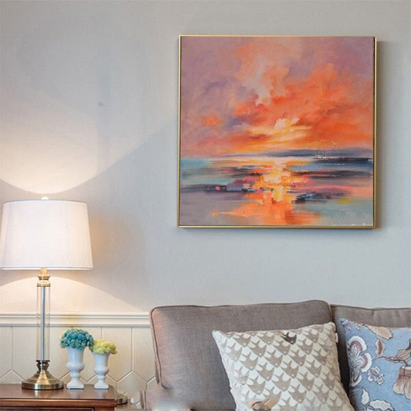 Red Sunset Abstract Wall Art