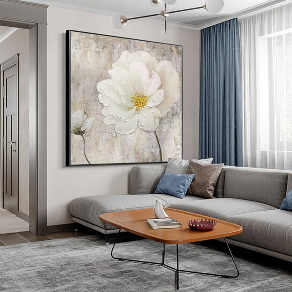 White Flower Abstract Wall Art