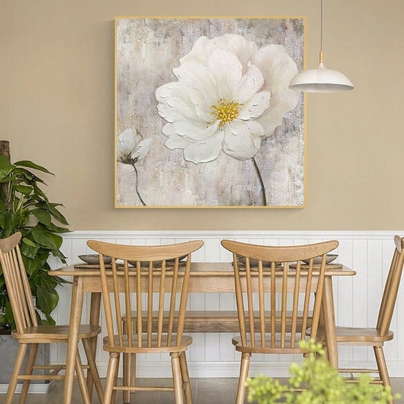 White Flower Abstract Wall Art