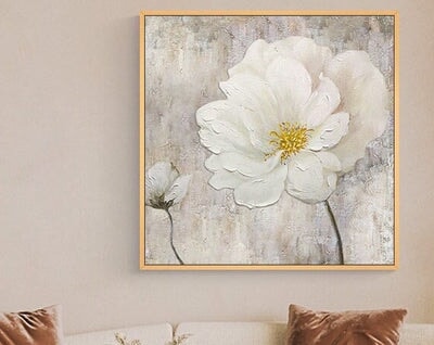 White Flower Abstract Wall Art